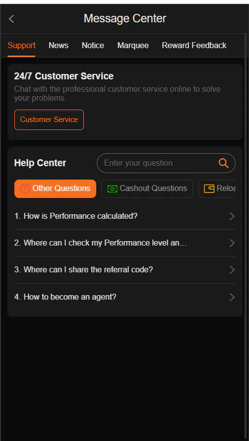 999HA message centre and help centre